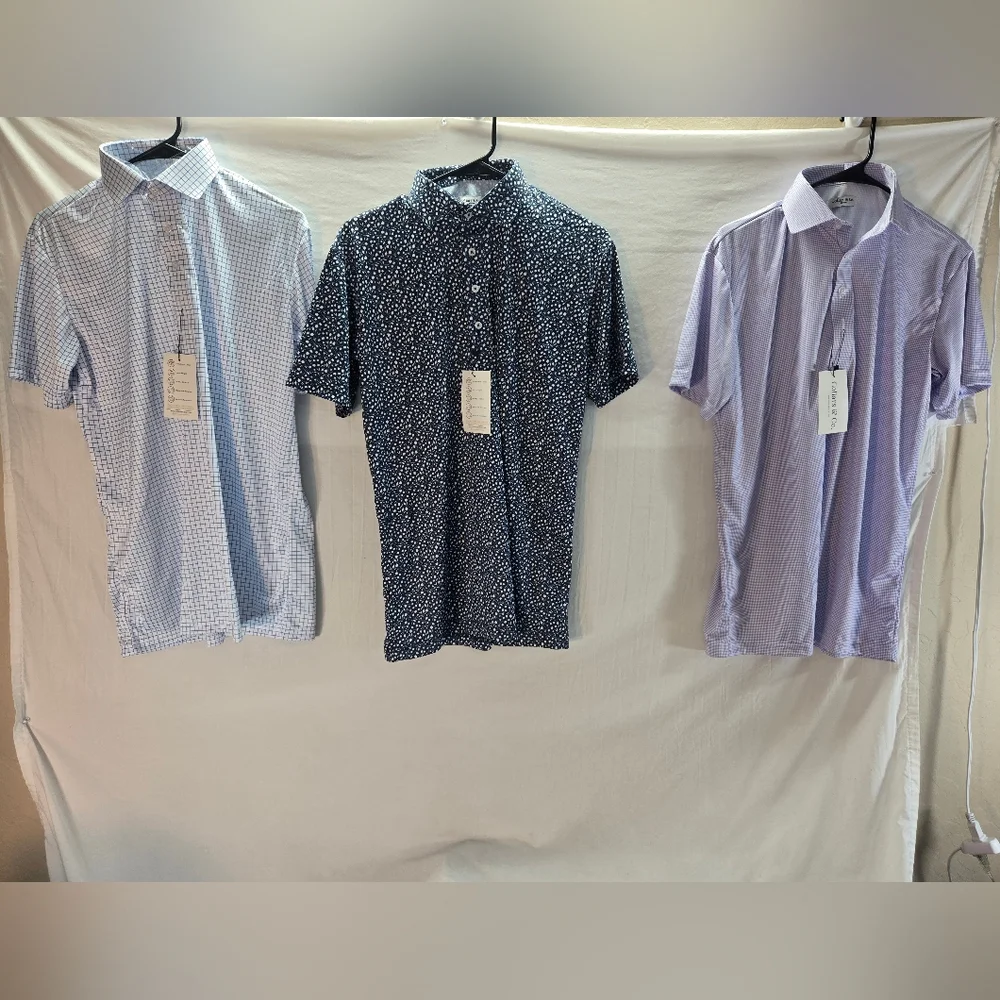 Lot of 3 Collars and Co Men's Size Medium Polo Dress Shirts New with Tags